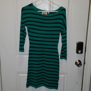 Green & black striped dress